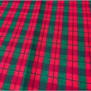 Vintage Red & Green Plaid Cotton Fabric Material 1/4 yard x 36"